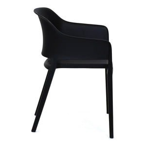 HomeRoots Set of Two Stylish Black Heavy Duty Plastic Arm Chairs – Modern, Stackable, and Versatile Seating Solutions 527832