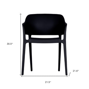 HomeRoots Set of Two Stylish Black Heavy Duty Plastic Arm Chairs – Modern, Stackable, and Versatile Seating Solutions 527832