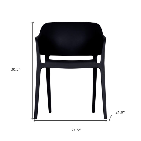 HomeRoots Set of Two Stylish Black Heavy Duty Plastic Arm Chairs – Modern, Stackable, and Versatile Seating Solutions 527832