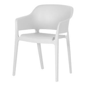 HomeRoots Set of Two Stylish Heavy-Duty White Plastic Stacking Chairs for Outdoor Dining & Relaxation 527833