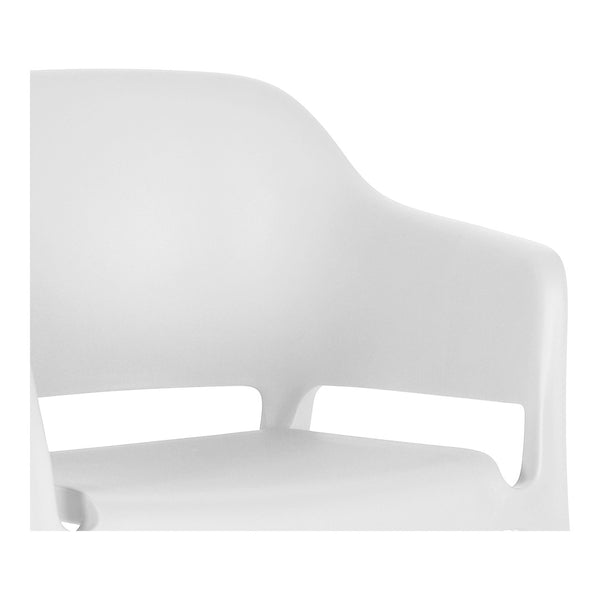 HomeRoots Set of Two Stylish Heavy-Duty White Plastic Stacking Chairs for Outdoor Dining & Relaxation 527833