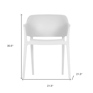 HomeRoots Set of Two Stylish Heavy-Duty White Plastic Stacking Chairs for Outdoor Dining & Relaxation 527833