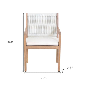 HomeRoots Natural Faux Leather Dining Arm Chair - Elegant Comfort, Versatile Design for Dining & Accent Use 527834
