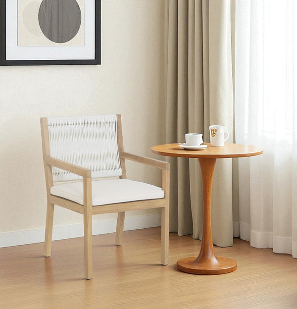 HomeRoots Natural Faux Leather Dining Arm Chair - Elegant Comfort, Versatile Design for Dining & Accent Use 527834