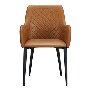 HomeRoots Set of Two Contemporary Tufted Tan and Black Faux Leather Dining Armchairs for Stylish Spaces 527835