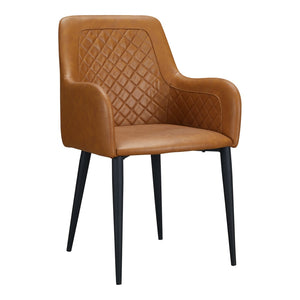 HomeRoots Set of Two Contemporary Tufted Tan and Black Faux Leather Dining Armchairs for Stylish Spaces 527835