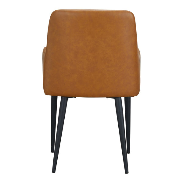 HomeRoots Set of Two Contemporary Tufted Tan and Black Faux Leather Dining Armchairs for Stylish Spaces 527835