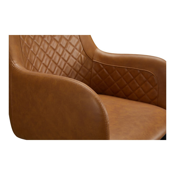 HomeRoots Set of Two Contemporary Tufted Tan and Black Faux Leather Dining Armchairs for Stylish Spaces 527835