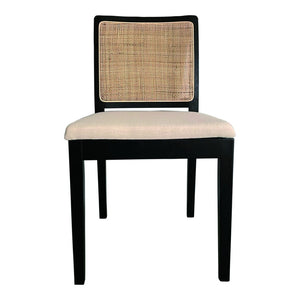 HomeRoots Set of Two Stylish Black Upholstered Side Chairs - Modern Cream Fabric Accent Seating for Home 527838