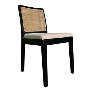 HomeRoots Set of Two Stylish Black Upholstered Side Chairs - Modern Cream Fabric Accent Seating for Home 527838