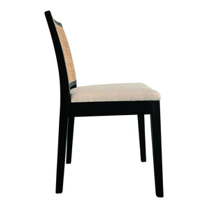 HomeRoots Set of Two Stylish Black Upholstered Side Chairs - Modern Cream Fabric Accent Seating for Home 527838