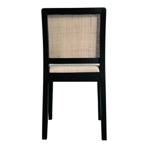 HomeRoots Set of Two Stylish Black Upholstered Side Chairs - Modern Cream Fabric Accent Seating for Home 527838