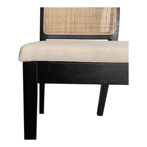 HomeRoots Set of Two Stylish Black Upholstered Side Chairs - Modern Cream Fabric Accent Seating for Home 527838