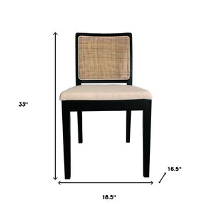 HomeRoots Set of Two Stylish Black Upholstered Side Chairs - Modern Cream Fabric Accent Seating for Home 527838