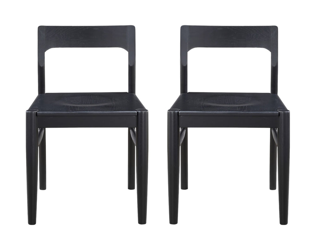 HomeRoots Set of Two Black Solid Wood Open-Back Dining Chairs for Stylish Comfort in Any Room Decor 527840