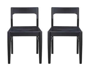 HomeRoots Set of Two Black Solid Wood Open-Back Dining Chairs for Stylish Comfort in Any Room Decor 527840