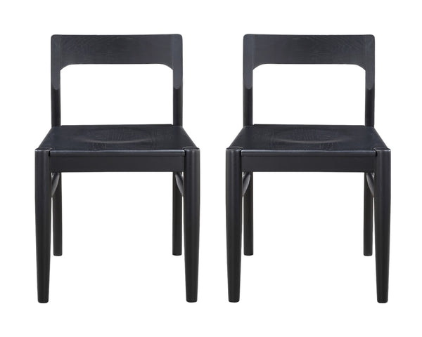 HomeRoots Set of Two Black Solid Wood Open-Back Dining Chairs for Stylish Comfort in Any Room Decor 527840