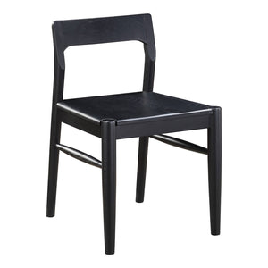 HomeRoots Set of Two Black Solid Wood Open-Back Dining Chairs for Stylish Comfort in Any Room Decor 527840