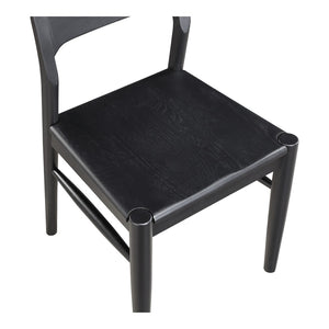 HomeRoots Set of Two Black Solid Wood Open-Back Dining Chairs for Stylish Comfort in Any Room Decor 527840
