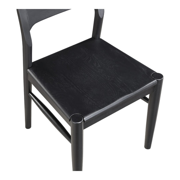 HomeRoots Set of Two Black Solid Wood Open-Back Dining Chairs for Stylish Comfort in Any Room Decor 527840