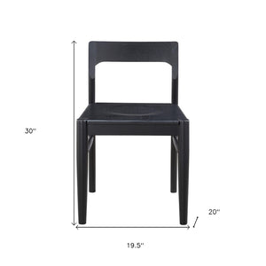 HomeRoots Set of Two Black Solid Wood Open-Back Dining Chairs for Stylish Comfort in Any Room Decor 527840