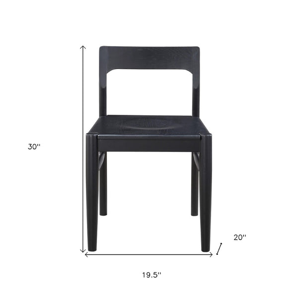 HomeRoots Set of Two Black Solid Wood Open-Back Dining Chairs for Stylish Comfort in Any Room Decor 527840