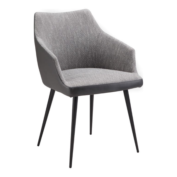 Gray Faux Leather Steel Frame Dining Arm Chair Modern Upholstered Seating