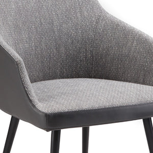 Gray Faux Leather Steel Frame Dining Arm Chair Modern Upholstered Seating