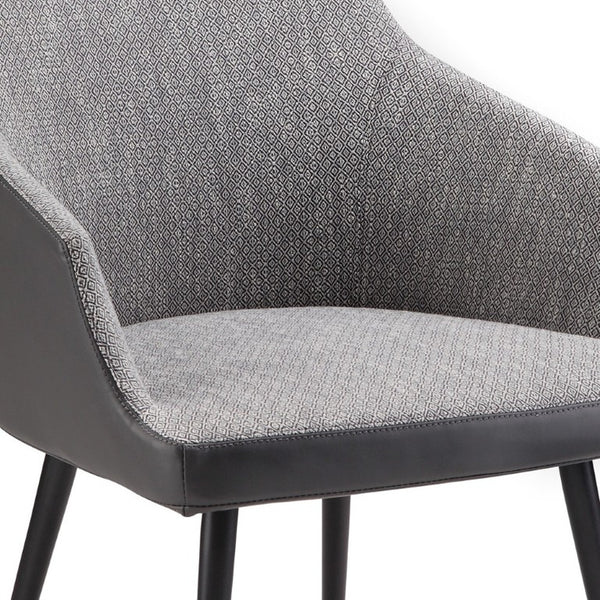Gray Faux Leather Steel Frame Dining Arm Chair Modern Upholstered Seating