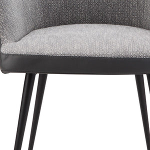 Gray Faux Leather Steel Frame Dining Arm Chair Modern Upholstered Seating