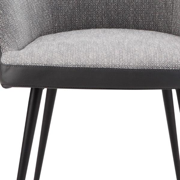Gray Faux Leather Steel Frame Dining Arm Chair Modern Upholstered Seating