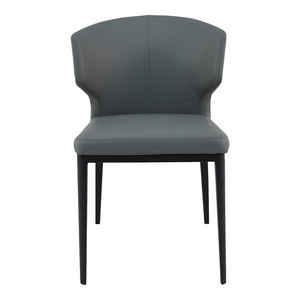 HomeRoots Set of Two Elegant Gray and Black Faux Leather Wing Back Side Chairs for Dining & Accent Use 527864