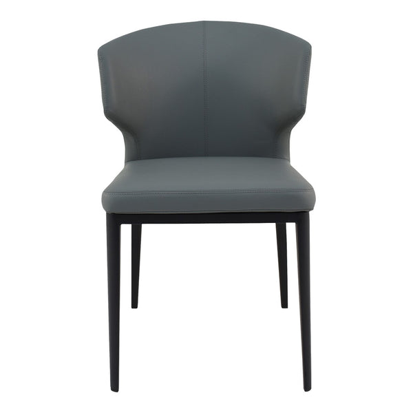 HomeRoots Set of Two Elegant Gray and Black Faux Leather Wing Back Side Chairs for Dining & Accent Use 527864