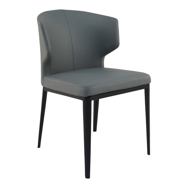 HomeRoots Set of Two Elegant Gray and Black Faux Leather Wing Back Side Chairs for Dining & Accent Use 527864