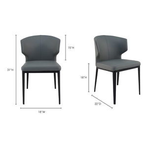 HomeRoots Set of Two Elegant Gray and Black Faux Leather Wing Back Side Chairs for Dining & Accent Use 527864