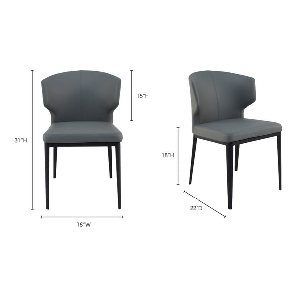 HomeRoots Set of Two Elegant Gray and Black Faux Leather Wing Back Side Chairs for Dining & Accent Use 527864