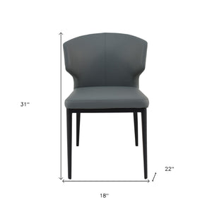 HomeRoots Set of Two Elegant Gray and Black Faux Leather Wing Back Side Chairs for Dining & Accent Use 527864