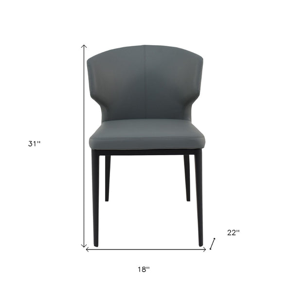 HomeRoots Set of Two Elegant Gray and Black Faux Leather Wing Back Side Chairs for Dining & Accent Use 527864
