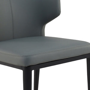 HomeRoots Set of Two Elegant Gray and Black Faux Leather Wing Back Side Chairs for Dining & Accent Use 527864