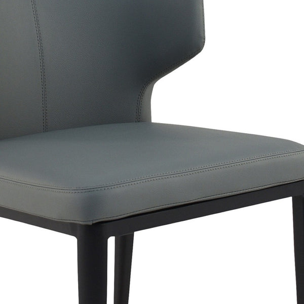 HomeRoots Set of Two Elegant Gray and Black Faux Leather Wing Back Side Chairs for Dining & Accent Use 527864