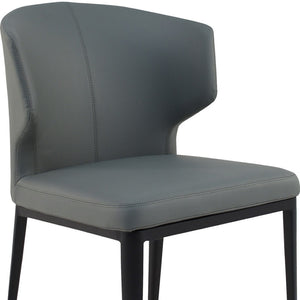 HomeRoots Set of Two Elegant Gray and Black Faux Leather Wing Back Side Chairs for Dining & Accent Use 527864