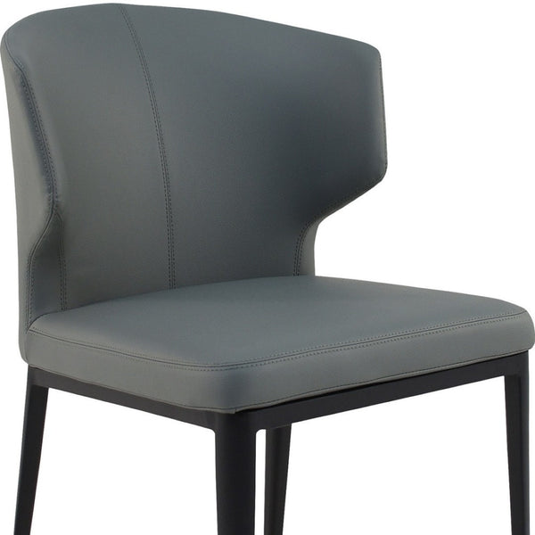 HomeRoots Set of Two Elegant Gray and Black Faux Leather Wing Back Side Chairs for Dining & Accent Use 527864