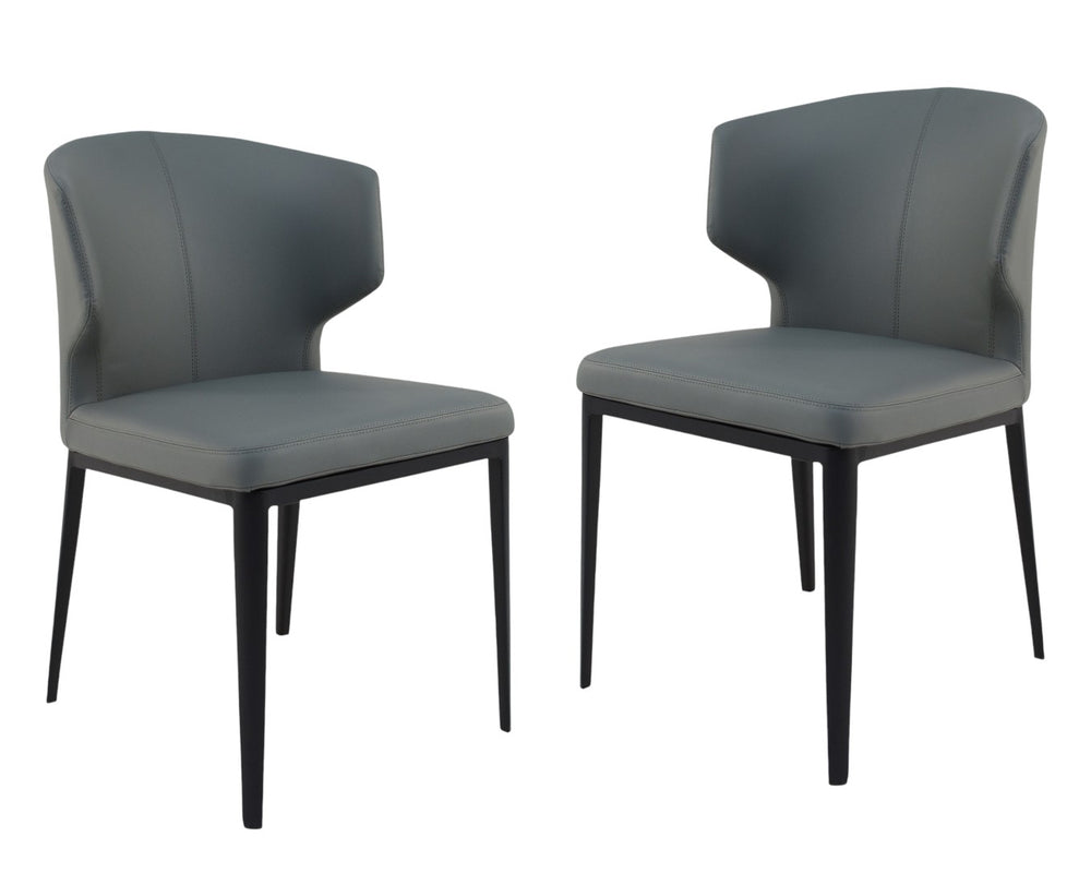 HomeRoots Set of Two Elegant Gray and Black Faux Leather Wing Back Side Chairs for Dining & Accent Use 527864