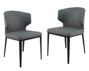 HomeRoots Set of Two Elegant Gray and Black Faux Leather Wing Back Side Chairs for Dining & Accent Use 527864