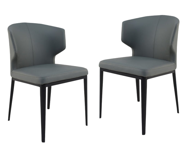 HomeRoots Set of Two Elegant Gray and Black Faux Leather Wing Back Side Chairs for Dining & Accent Use 527864
