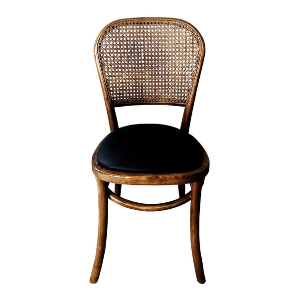 HomeRoots Set of Two Stylish Brown Upholstered Faux Leather Open Back Dining Chairs for Modern Spaces 527867