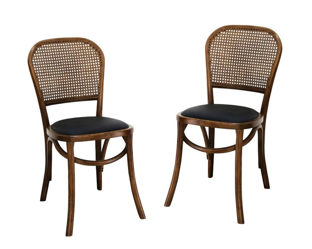 HomeRoots Set of Two Stylish Brown Upholstered Faux Leather Open Back Dining Chairs for Modern Spaces 527867