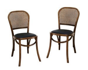 HomeRoots Set of Two Stylish Brown Upholstered Faux Leather Open Back Dining Chairs for Modern Spaces 527867