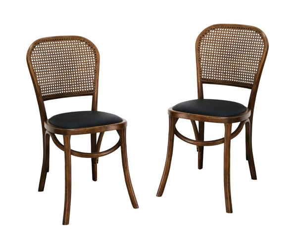 HomeRoots Set of Two Stylish Brown Upholstered Faux Leather Open Back Dining Chairs for Modern Spaces 527867