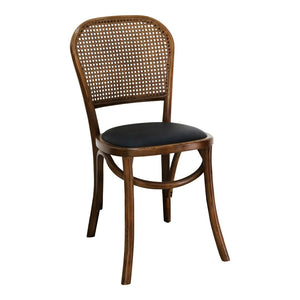 HomeRoots Set of Two Stylish Brown Upholstered Faux Leather Open Back Dining Chairs for Modern Spaces 527867